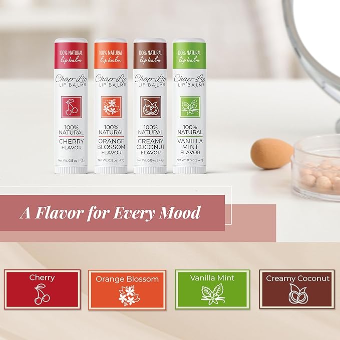 100% Natural Lip Balm Set - Hydrating and Moisturizing Beeswax Natural 4 Flavor Assortment - Lip Moisturizer for Dry Lips - Cocoa Butter - Petroleum Free Pack of 24-Velvo Beauty