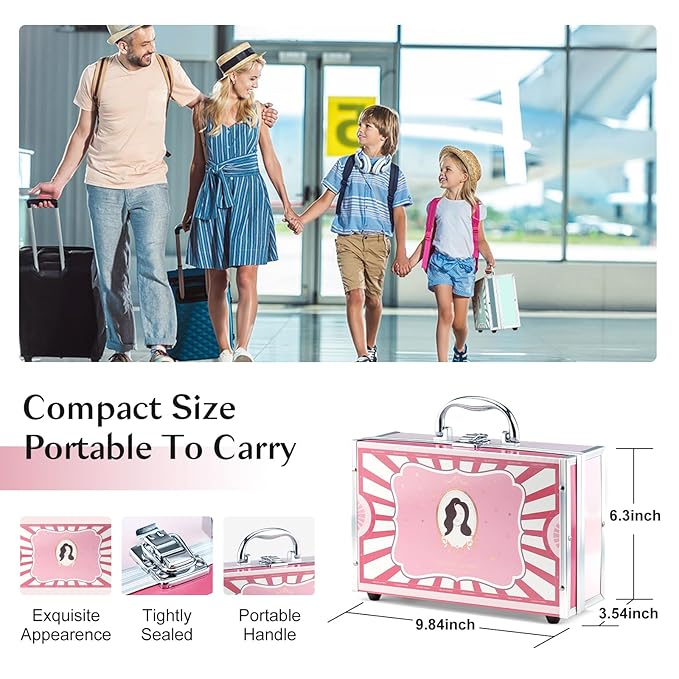 Color Nymph Girls Makeup Kits For Teens, Beginners Makeup Kit All In One Makeup Set For Teenager Full Kit Girls Makeup Kit With Train Case 18 color eyeshadow 4 color glitter & lipgloss - Pink-Velvo Beauty