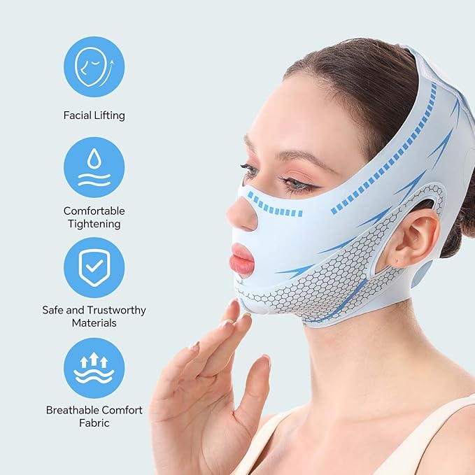 Line Lifting Mask Chin Strap for Sleeping, V Line Mask, Face Lift Prevent Sagging,Double Chin Reducer,Jawline Shaper,All-Around Coverage, Wrapping and Shaping More Comprehensively.-Velvo Beauty