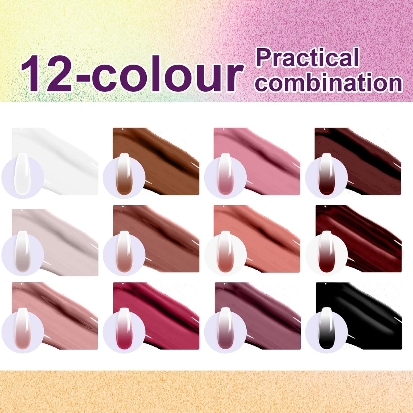 Gradient Painting Gel, 12 Colors Ombre Gel Nail Polish with 100Pcs Nail Sponges&Tweezers for Pigmented Pat Aura Nails, French Manicure, Long-lasting Kit Velvet Sonnet-Velvo Beauty