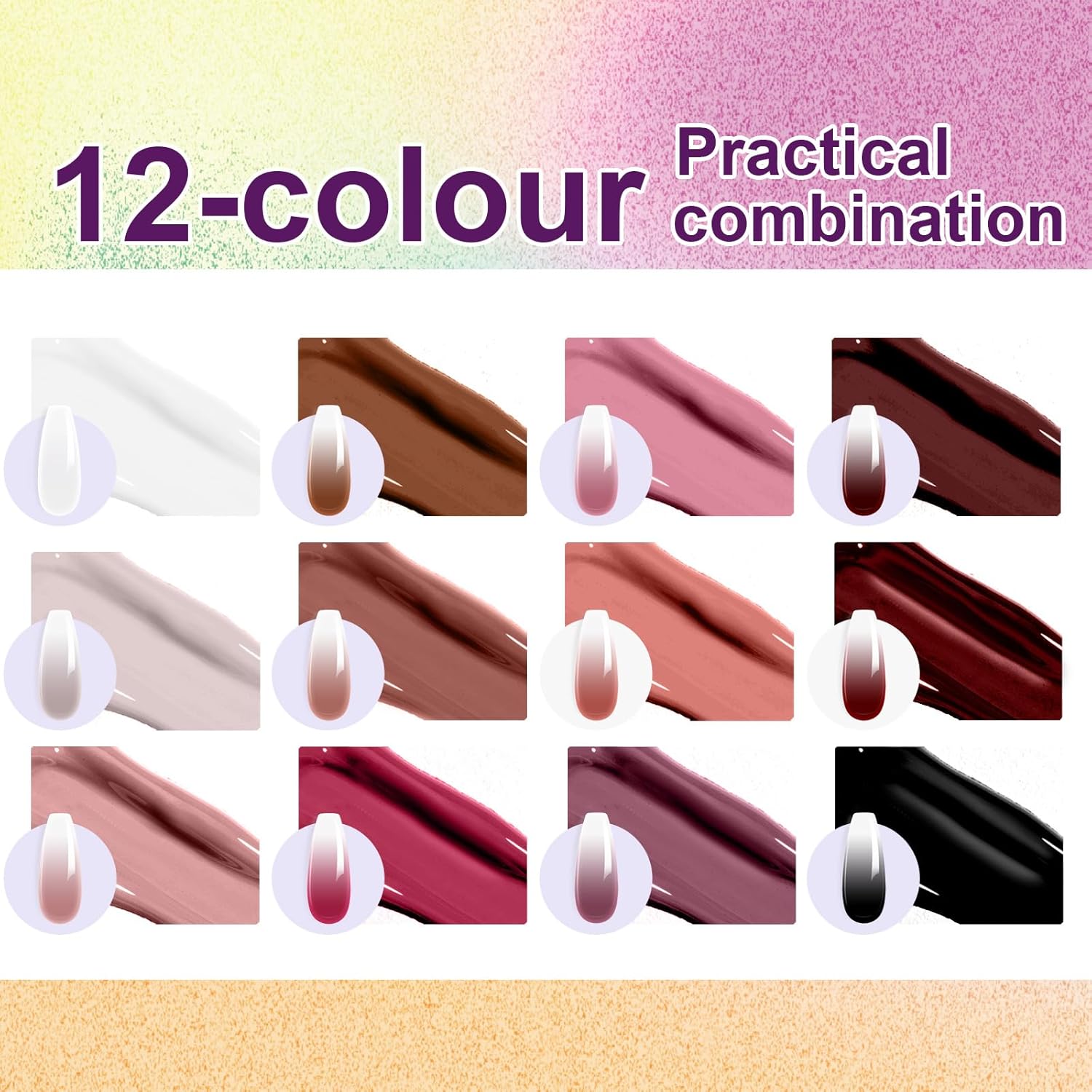 Gradient Painting Gel, 12 Colors Ombre Gel Nail Polish with 100Pcs Nail Sponges&Tweezers for Pigmented Pat Aura Nails, French Manicure, Long-lasting Kit Velvet Sonnet-Velvo Beauty