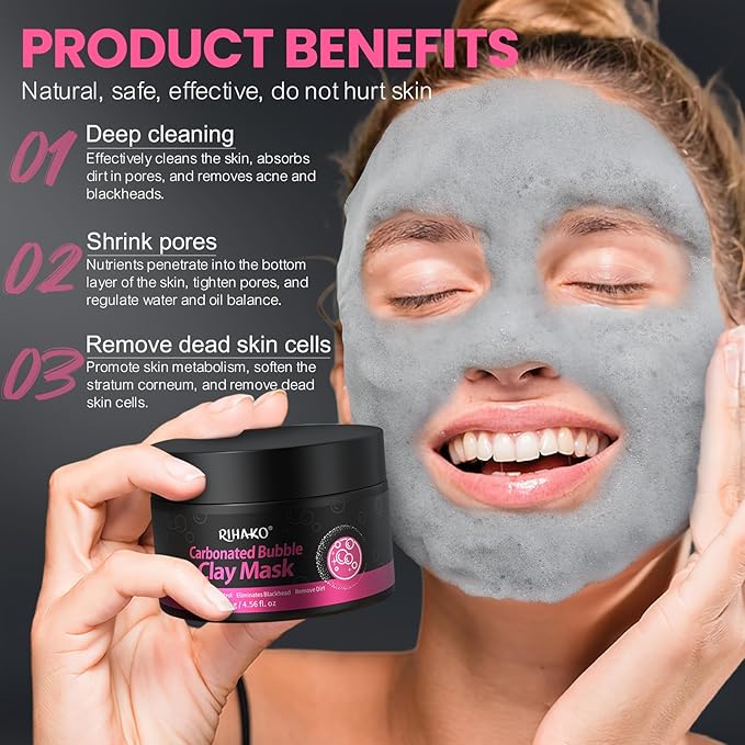 Carbonated Bubble Clay Mask -Exfoliation Face Mask | Detoxing Clay Mask for Blackhead Removal,Dull Skin,Skincare Facial Mask for Controlling Oil and Refining Pores,Mothers Day Gifts for Wife-Velvo Beauty
