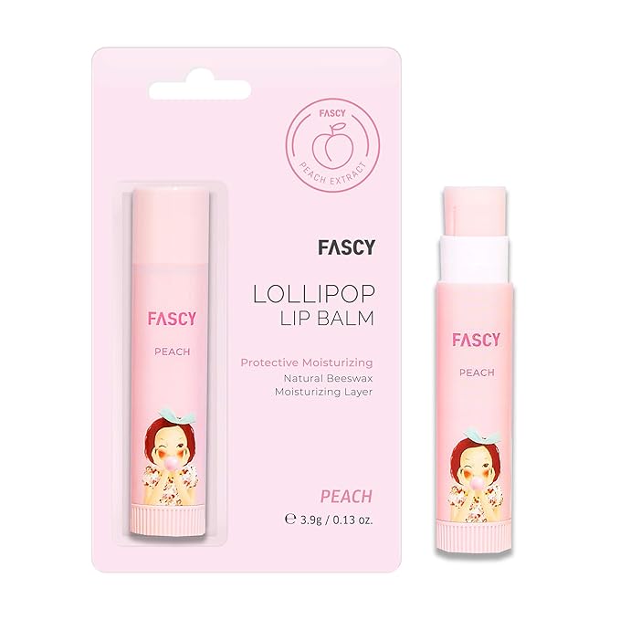 FASCY Lollipop Lip Balm Peach, Lip Balms & Moisturizers, Korean Lip Balm, Korean Lip, Korean Lip Products, Paraben Free, Moisturizing, 0.13 Oz, (Peach)-Velvo Beauty