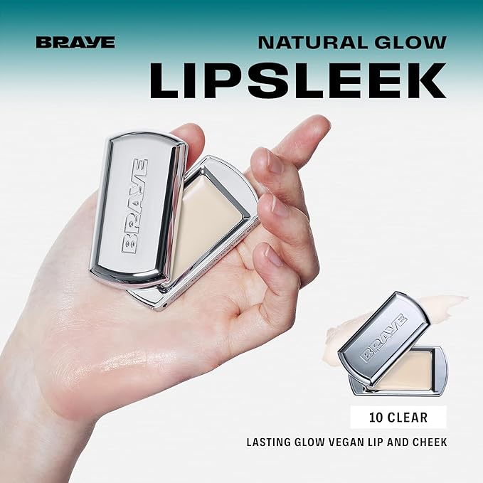 BRAYE Lipsleek Lip Balm, Monochromatic Cream Blush 2-in-1 Face Makeup, Hydrating & Mood Buildable, Vegan + Cruelty-Free Glow for Cheeks l 10 Clear-Velvo Beauty
