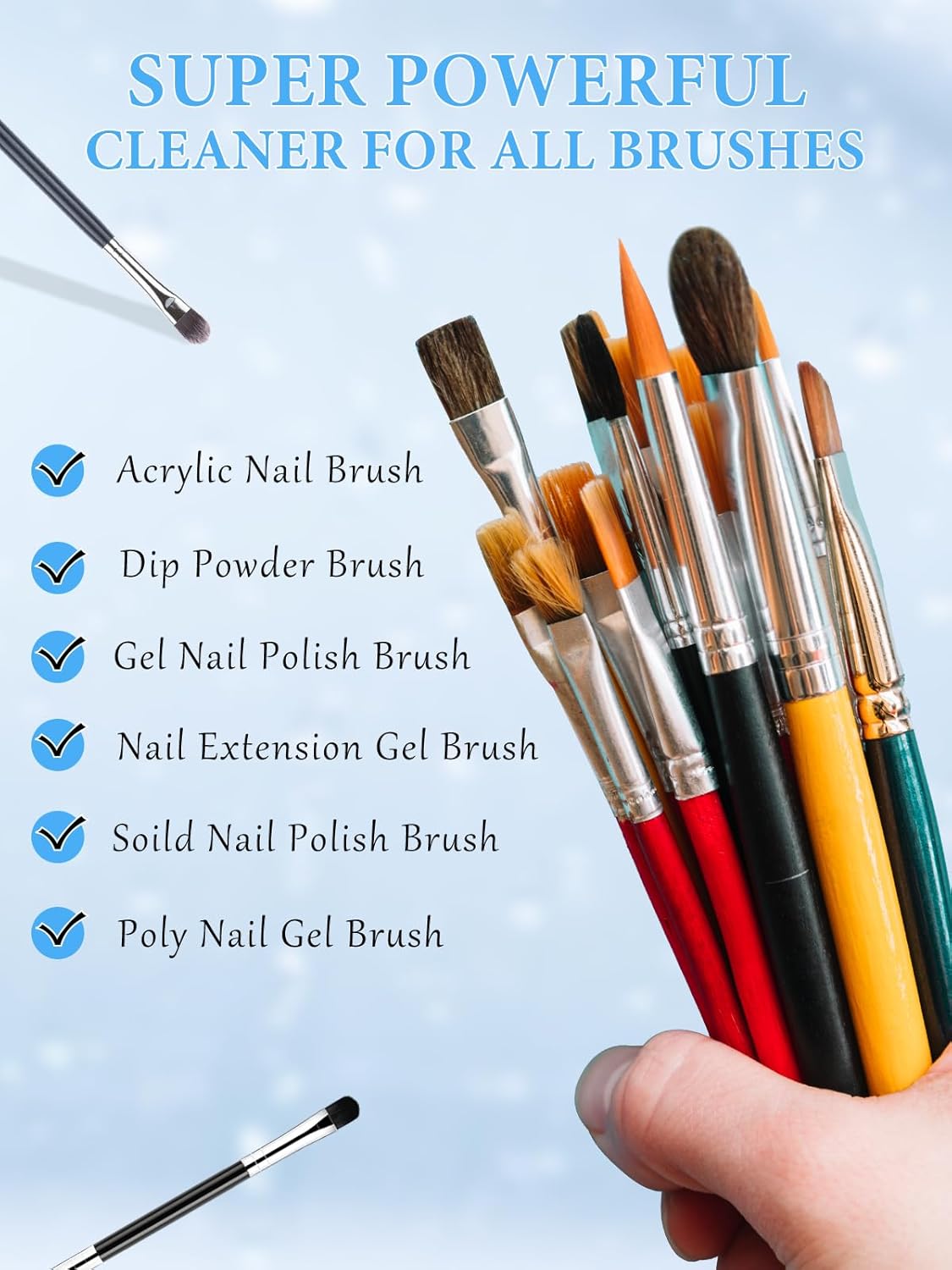 EBANKU 120ml Acrylic Nail Brush Cleaner, 3 in 1 Nail Art Brushes Conditioner Nail Brush Clean Solution Quickly Clean With Glass Cup and Scrub Brush for Solid Gel Polish/Nail Extension Gel-Velvo Beauty