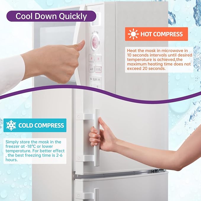 Ice Face Mask Reusable and Cold Gel Eye Mask for Puffiness/Dark Circles/Eye Bags/Dry Eyes/Headaches/Migraines/Stress Relief, Ice Pack for Eyes & Face (Purple)-Velvo Beauty