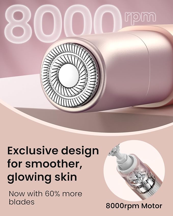 Rechargeable Facial Hair Remover for Women: Painless Mini Face Razors Shaver with 2 Replacement Heads,Electric Facial Hair Removal Device for Upper Lip, Chin & Face for Home & Travel-Velvo Beauty