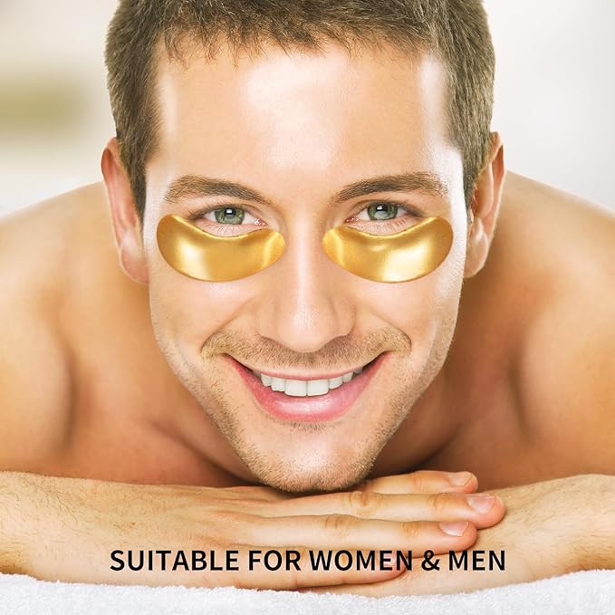 ROUSE Under Eye Patches (20 Pairs), 24K Gold Collagen Anti-Wrinkle Eye Mask Golden Anti-Aging Smooth Eye Pads for Dark Circles Puffy Eyes Moisturizing Nourishing-Velvo Beauty