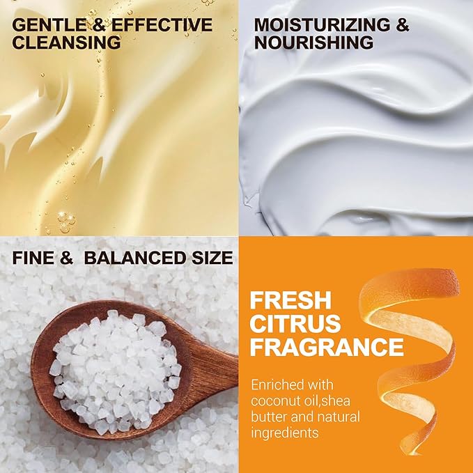 Body & Earth Gift Baskets for Men Bath Set Citrus Scented Bath and Body Gift Set with Body Lotion, Face Wash, Shower Gel, Bubble Bath, Loofah, Birthday Fathers Day Gifts-Velvo Beauty