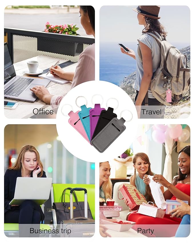 Lip Balm Sleeve Pouch Chapstick Holder With Clip Lipstick Lip Gloss Holder Stocking Stuffers Gift for Women (5pcs)-Velvo Beauty