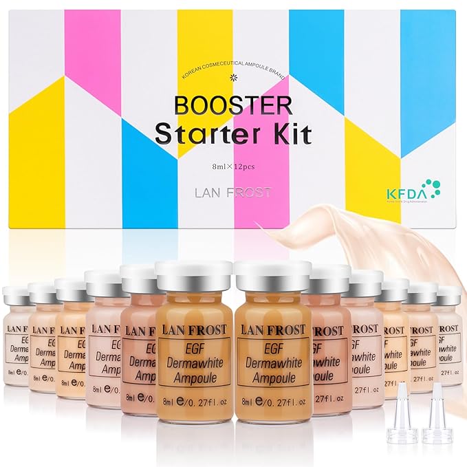 BB Facial Glow Serum Starter Kit Hyaluronic Acid Essence Foundation Skin Care Kit 0.27oz 12 Vials, Combined With Niacinamide and Peptides To Brighten Skin Tone Anti-Aging Foundation 6-Color Mix Pack-Velvo Beauty