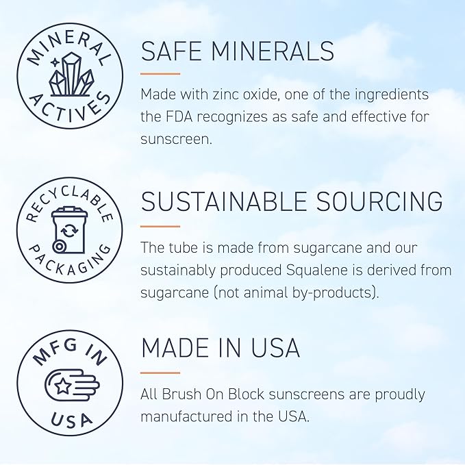Brush On Block Untinted Mineral Sunscreen SPF 50 for Face | Broad Spectrum, Hyaluronic Acid, Sheer & Non-Greasy Moisturizer for Sensitive Skin, Zinc Oxide Sunscreen, P++++, Made in USA-Velvo Beauty