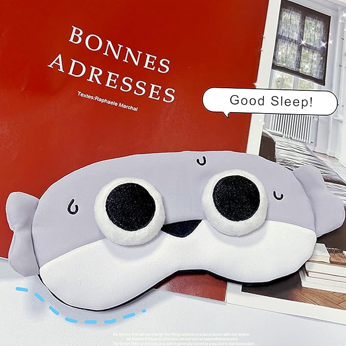PERFECTSIGHT Fish Sleep Eye Masks, Cute Plush Sleep Eye Cover Lightweight Adjustable Eyeshade Faux Fur Mask Cover for Women Men Kids Sleep Travel Nap, Big Eye Girl, Sacabam-Velvo Beauty