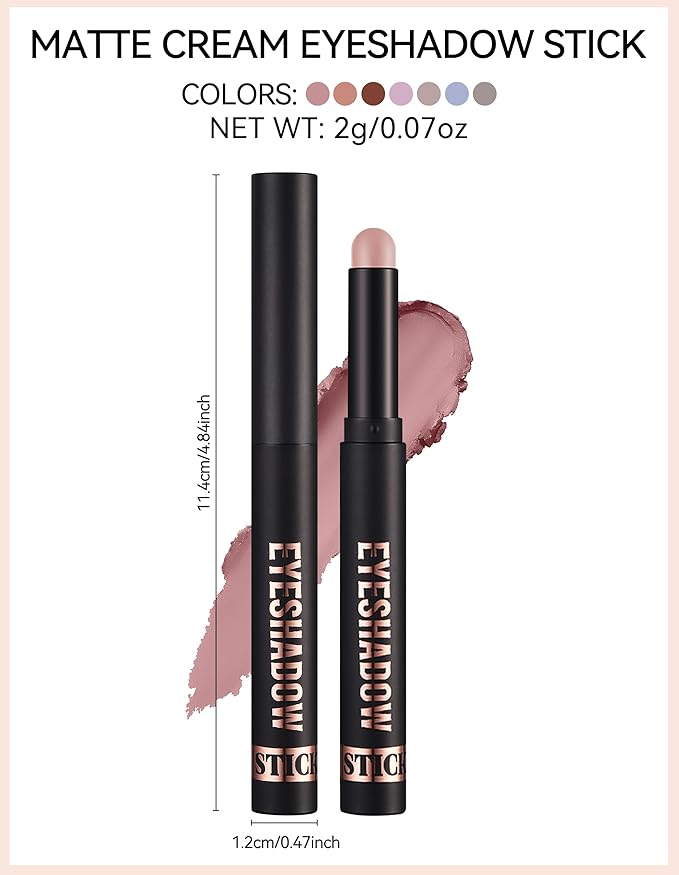 Erinde Waterproof Cream Eyeshadow Stick, Matte Nude Eye Shadow Sticks, Longwear Blendable High Pigmented, Neutral Eye Shadow Sticks Matte for Older Eyes, Smokey Eyeshadow Pencil Crayon, 17 Mauve-Velvo Beauty