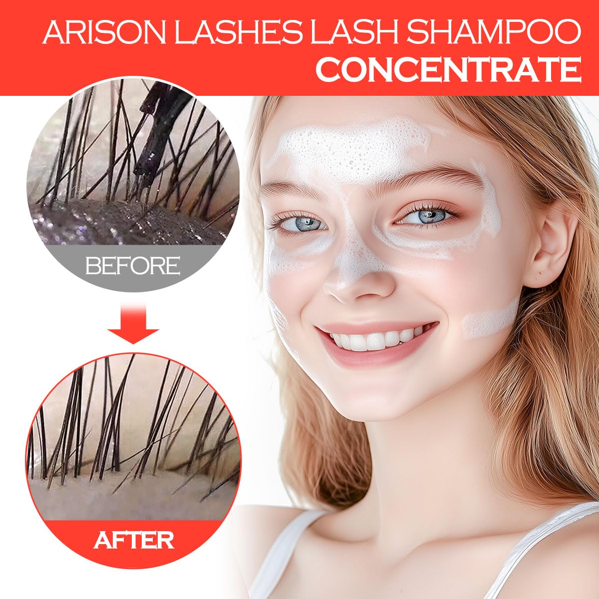 ARISON LASHES Lash Shampoo Concentrate for Lash Extensions 100ML Eyelash Cleanser Concentrate Oil-Free Eyelash Extension Shampoo with Salon Home Care(Peach)-Velvo Beauty