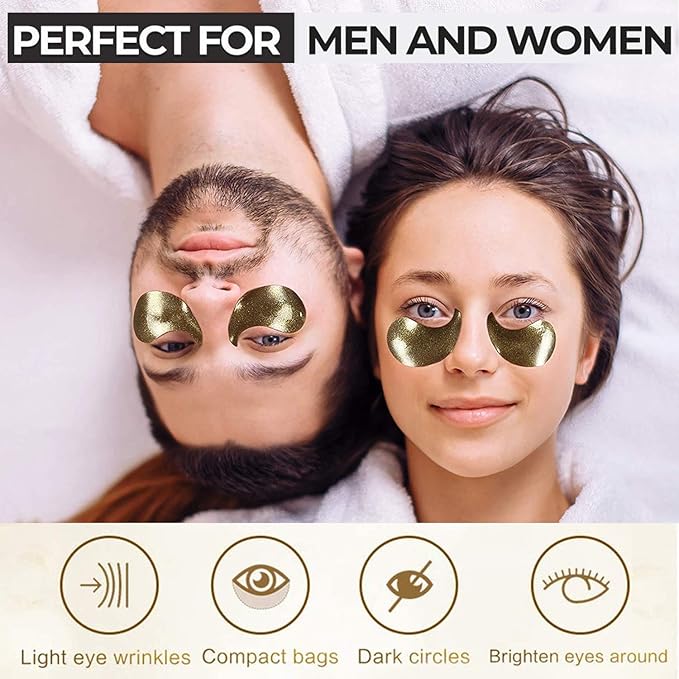Under Eye Patches, Eye Mask Black Pearl, Puffy Eyes Dark Circles Brighten Treatments, 60PCS Collagen Under Gel Pad for Lighten Wrinkles Anti-Aging, Fine Lines Eye Bags Women Men-Velvo Beauty