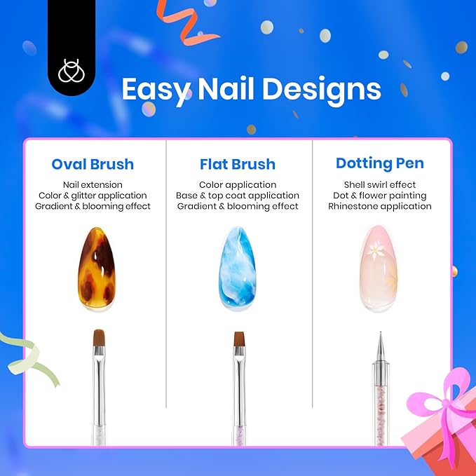 Beetles Nail Art Brushes, 8pcs Double-headed Nail Art Tool Set, Nail Dotting Tools, Striping Nail Art Brushes for Lines, Nail Drawing Pen with Bow knot Stickers Gift for Women-Velvo Beauty