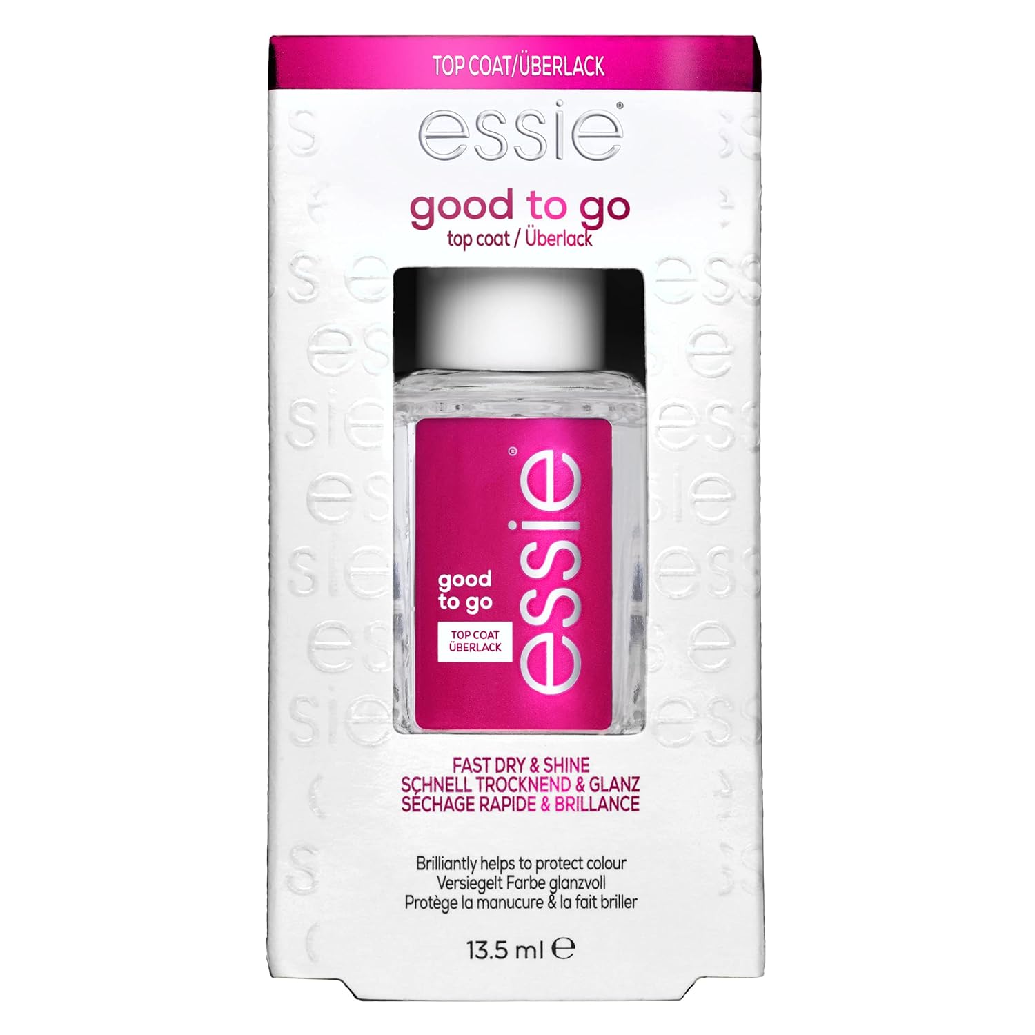 essie Nail Care, 8-Free Vegan, Good To Go Top Coat, fast dry and shine nail polish, 0.46 fl oz-Velvo Beauty