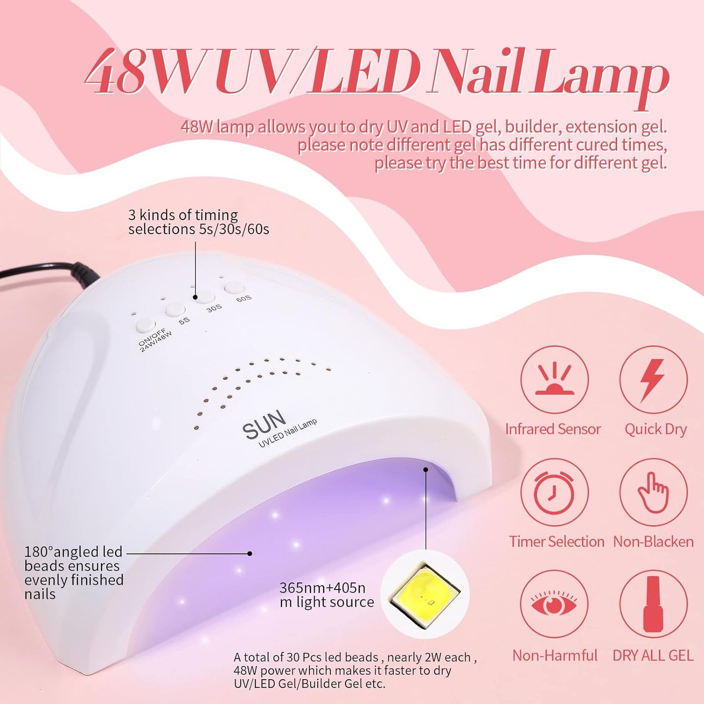 Born Pretty 28Pcs Jelly Gel Nail Polish Kit With U V Light 48W Nail Lamp 12 Colors Jelly Pink Nude Neutral Gel Polish Set with Base/Top Coat Manicure All-In-One Nail Gel Kit Ideal Gifts-Velvo Beauty