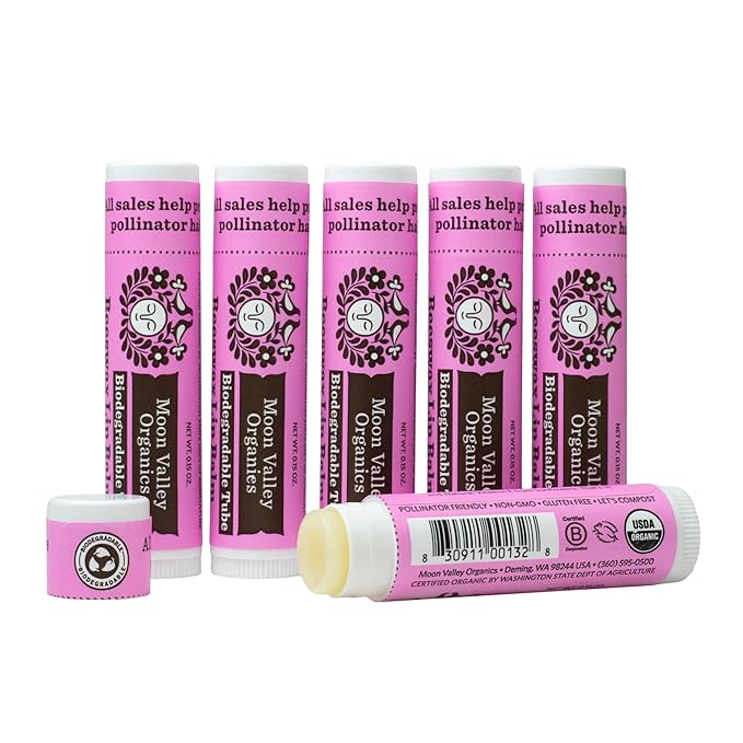 Moon Valley Organics Beeswax Lip Balm for Moisturizing Lips and Cuticles (JUICY BLACKBERRY, 6-Pack)-Velvo Beauty