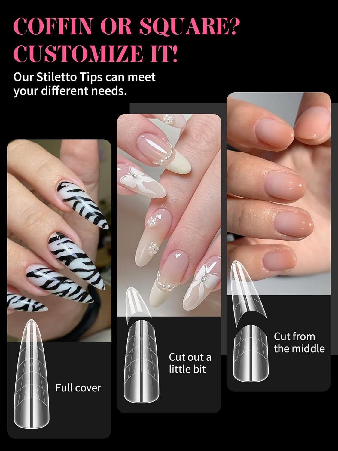 EBANKU Dual Nail Forms for Poly Extension Gel, 288 PCS Nail Forms Reusable Acrylic Nail Molds Sets, 12 Sizes Nail Extension Forms for Builder Gel Manicure Nail Art Design Salon DIY-Velvo Beauty