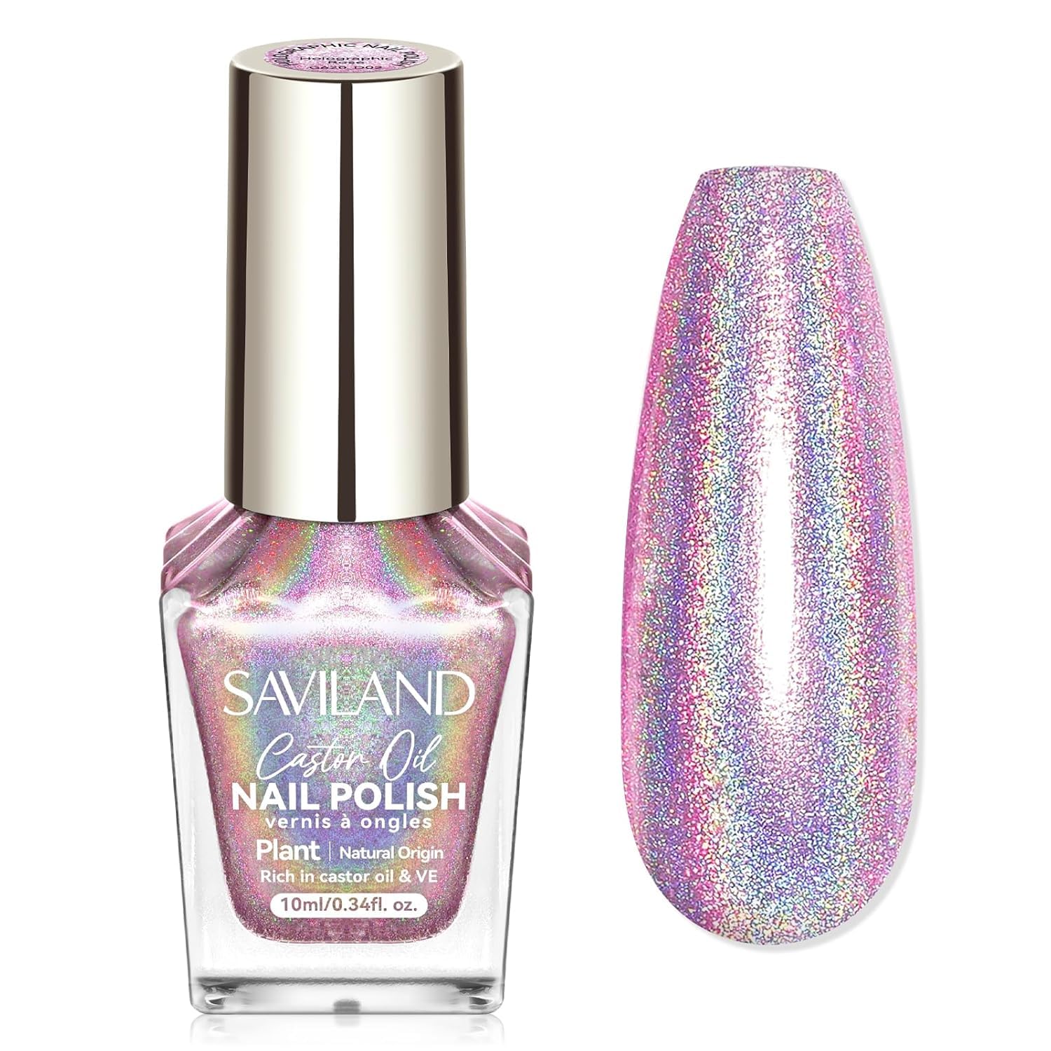 SAVILAND Holographic Nail Polish Pink: Metallic Chrome Nail Polish Air Dry Fast,10 ml/0.34 oz High Glossy Shimmer Glitter Nail Pigment Oil-based Fingernail Polish for Salon DIY Home for Women-Velvo Beauty