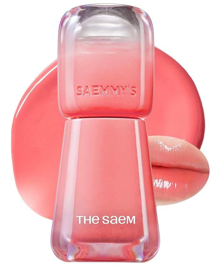 THESAEM Saemmy's Ade Shot Tint - Korean Lip Tint, Water Gel Lip Stain with Plump Glowy Moisturizing Finish, Buildable Radiant Gloss, Long-Lasting Comfort, 0.1 fl.oz. (10 Peach Palm)-Velvo Beauty