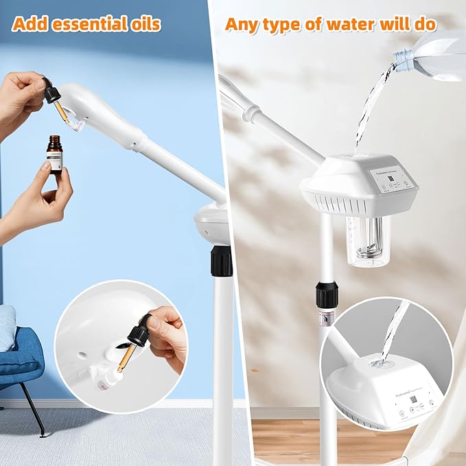 Professional Facial Steamer, Face Steamer on Wheels, SPA Ozone Steamer, Standing Face Steamer for Spa, Salon and at Home Use-Velvo Beauty