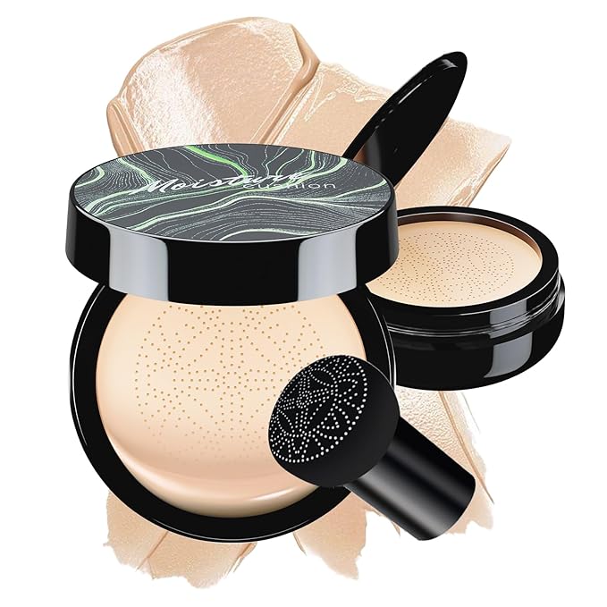Mushroom Head Air Cushion CC Cream - BB Cream Face Makeup Foundation for Mature Skin Moisturizing Concealer Brighten Long-Lasting, Even Skin Tone for All Skin Types, Ivory Color-Velvo Beauty