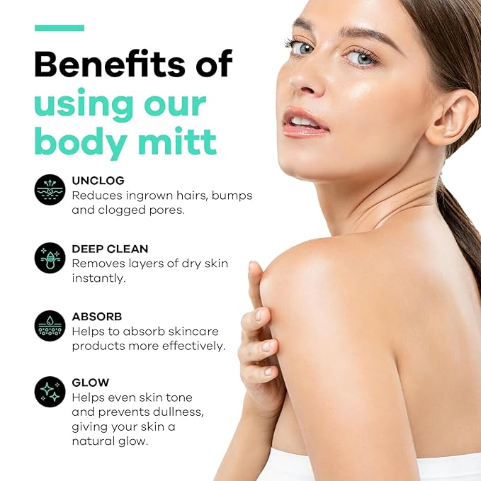 Dermasuri Deep Exfoliating Glove - Polishing Mitt Body Scrubber - Korean Skin Cleaner Exfoliator & Dead Skin Buffing Treatment - Keratosis Pilaris Scrub Remover- Shower Skincare (1 Pack)-Velvo Beauty