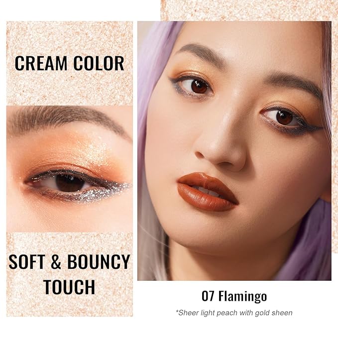 Oulac Cream Eyeshadow also for Highlighter Large Capacity Highly Pigmented Eye Shadow Waterproof &Long Lasting with Moisturizing Formula 07-Velvo Beauty