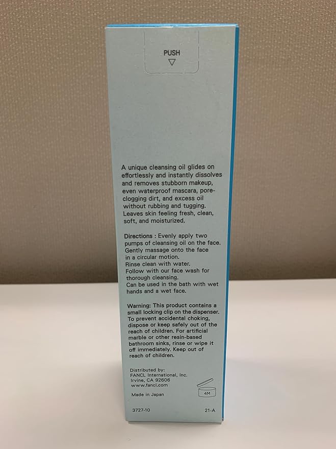 FANCL Mild Cleansing Oil, Japanese Facial Cleansing Oil, Makeup Remover, Oil Cleanser, 100% Preservative Free, Clean Skincare for Sensitive Skin [US Package] (1, Blue)-Velvo Beauty
