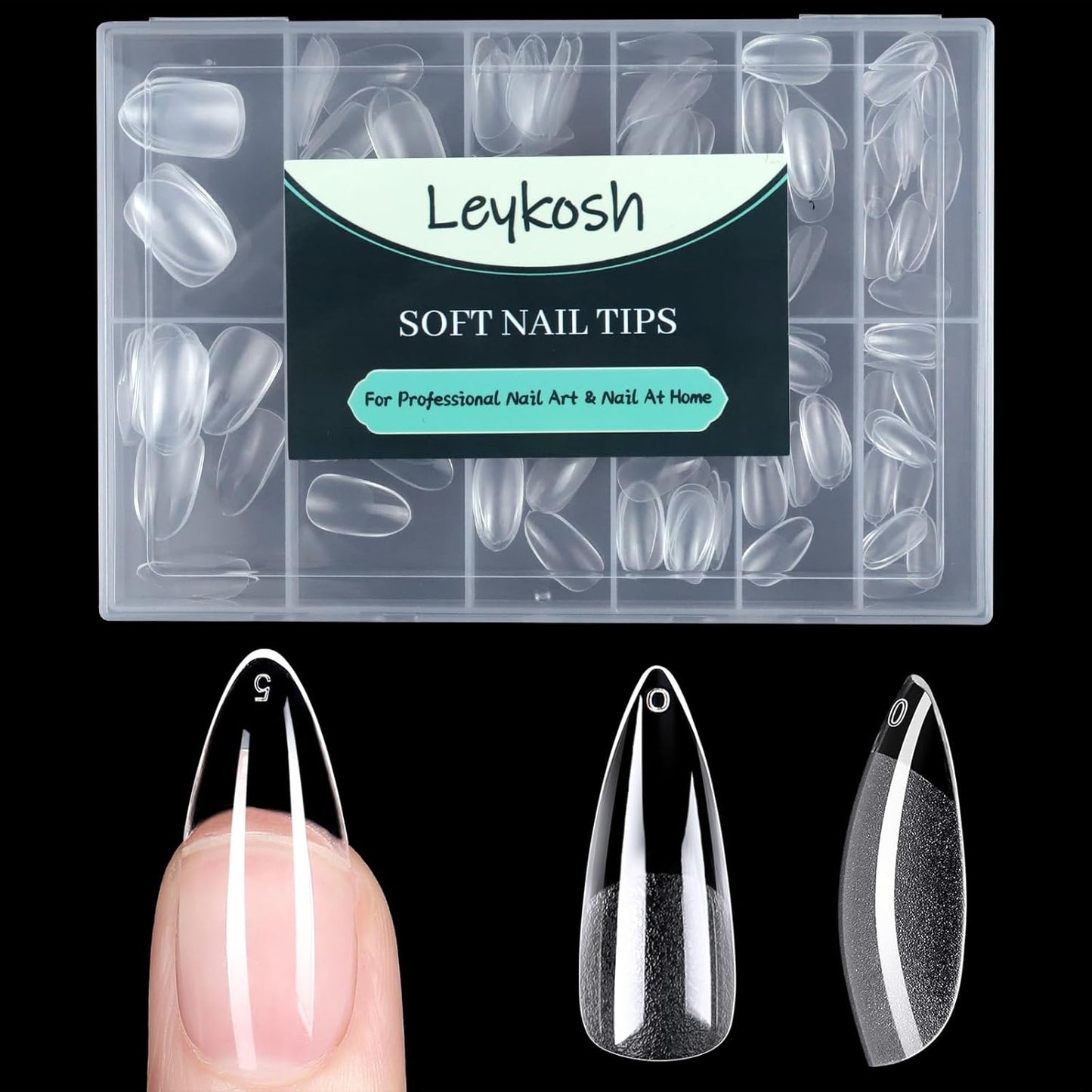 Long Stiletto Nail Tips, 216pcs Acrylic Fake Nails Gel Nail Tips Soft, Full Cover Pre-Shaped Matte Clear Press on Nails for Extension, Diy at Home Manicure 12 Sizes-Velvo Beauty