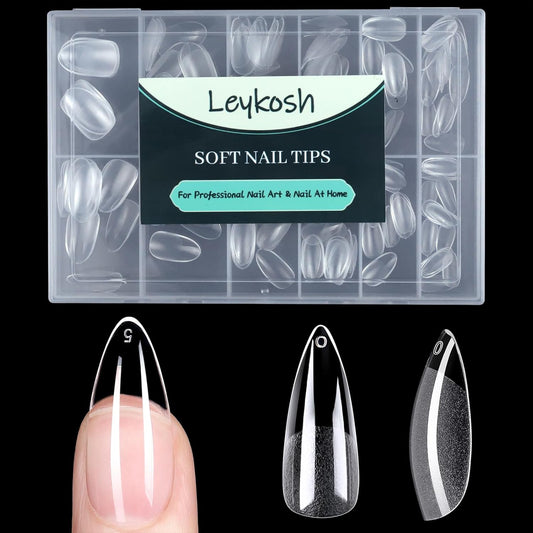 Long Stiletto Nail Tips, 216pcs Acrylic Fake Nails Gel Nail Tips Soft, Full Cover Pre-Shaped Matte Clear Press on Nails for Extension, Diy at Home Manicure 12 Sizes-Velvo Beauty