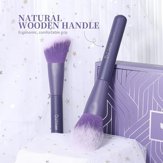 DUcare Makeup Brushes Set Professional 20pcs Vegan Make Up Brushes, Foundation Eyeshadow Concealer Contour Powder Blush Blending Eyeliner Brush with Silicone Face Mask Brush Purple-Velvo Beauty