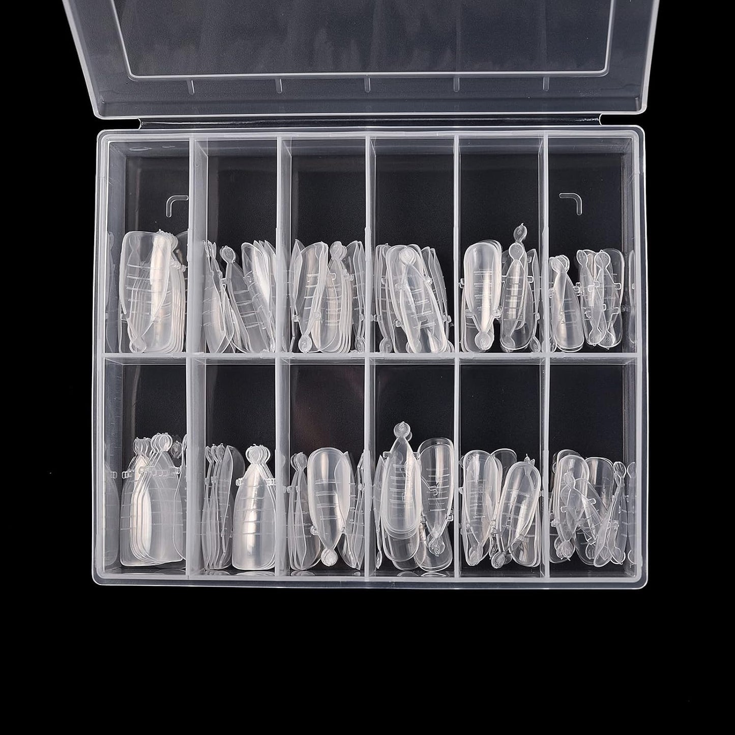 KADS 120PCS Clear Full Cover Dual Nail System Form UV Gel Acrylic Nail Art Mold Artificial Nail Tips with Scale for Extension (MODEL 9)-Velvo Beauty