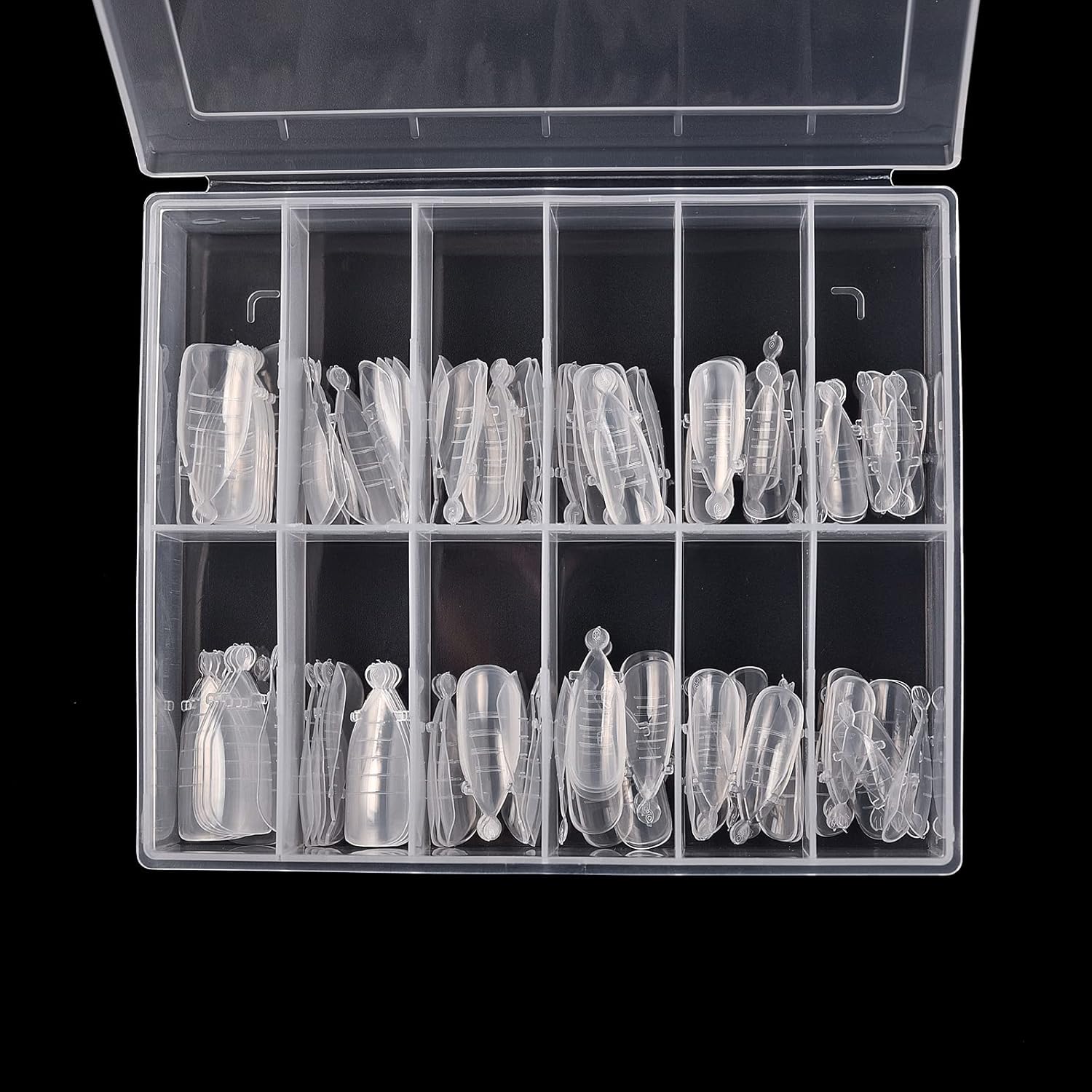 KADS 120PCS Clear Full Cover Dual Nail System Form UV Gel Acrylic Nail Art Mold Artificial Nail Tips with Scale for Extension (MODEL 9)-Velvo Beauty