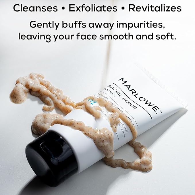 MARLOWE. Skin Care Set, No. 122 Facial Scrub 6 oz & No. 123 Facial Moisturizer 6 oz with Natural Extracts & Antioxidants, Cleanses, Exfoliates, Hydrates & Soothes-Velvo Beauty