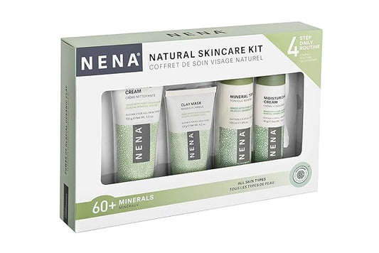 NENA Natural Skincare Kit | 4-Piece Daily Skin Essentials for Women & Men - for Dry, Oily, Normal and Sensitive Skin | EWG Verified, Cruelty Free & Vegan-Friendly-Velvo Beauty