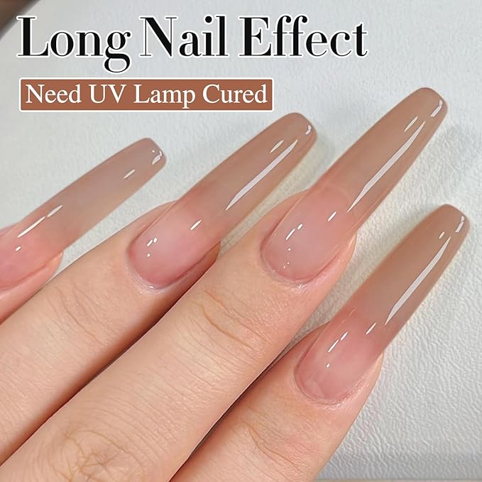 Double Rhythm 0.50 OZ Translucent Gel Polish Same Color Same Bottle Sheer Pastel Neutral Natural Milky 15 ML Jelly UV Nail Art DIY at Home (Light Brown-A1529)-Velvo Beauty
