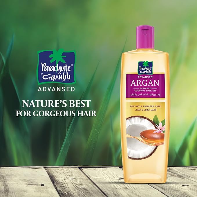 Parachute Advansed Argan Hair Oil with Coconut | Repairs Dry & Damaged Hair| Strengthens Hair & Boosts Shine| Controls Frizz| No Parabens & Silicones| 10.1 fl.oz-Velvo Beauty