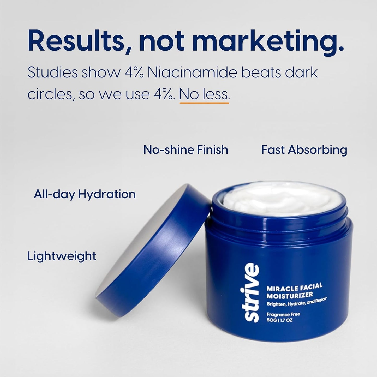 Strive Mens Face Moisturizer, Dark Circle Brightening, Anti Aging Mens Face Lotion with 4% Niacinamide+, Hyaluronic Acid & Ceramides, Hydrating Fragrance Free Skin Care Face Cream - 1.7 fl oz.-Velvo Beauty