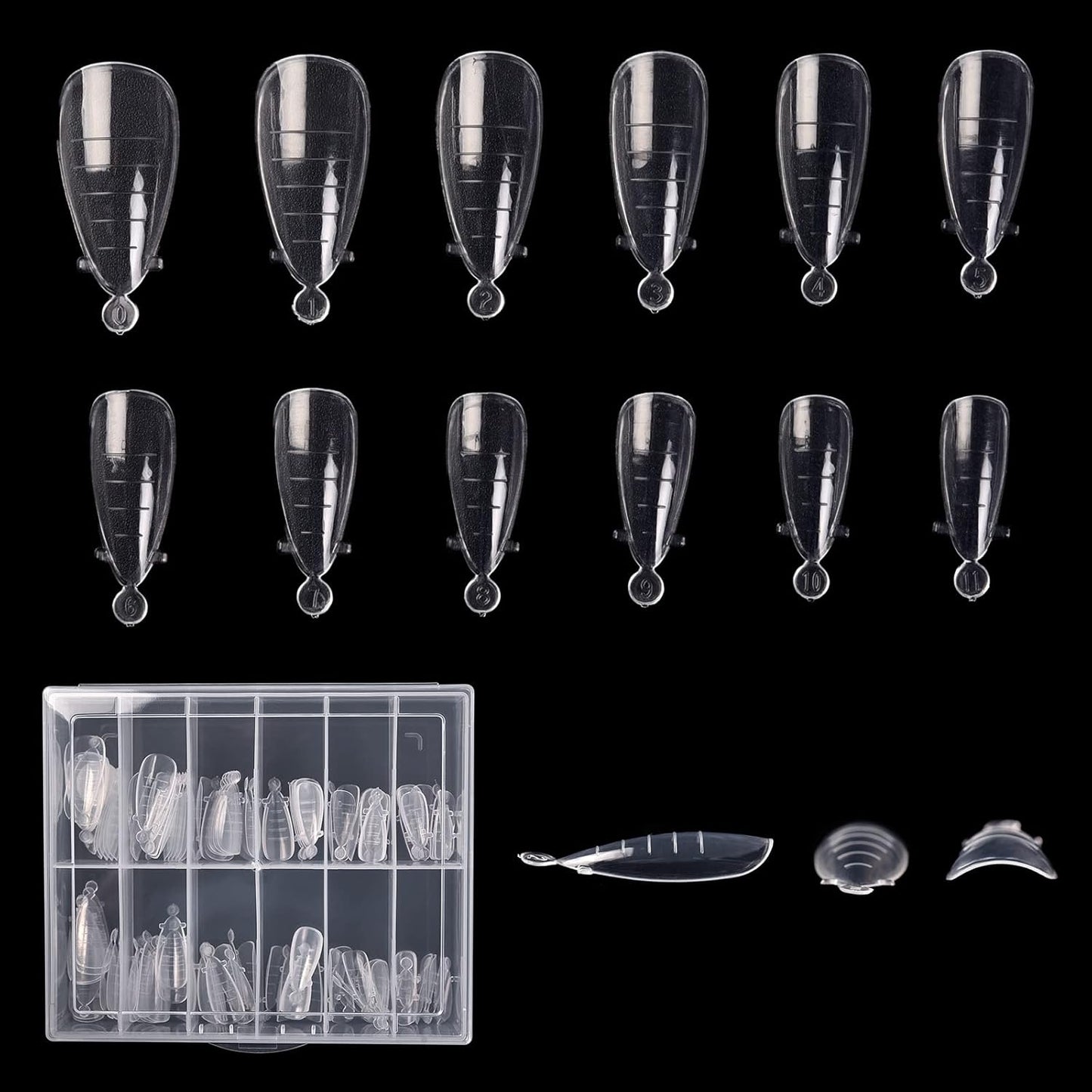 KADS 120PCS Clear Full Cover Dual Nail System Form UV Gel Acrylic Nail Art Mold Artificial Nail Tips with Scale for Extension (MODEL 8)-Velvo Beauty