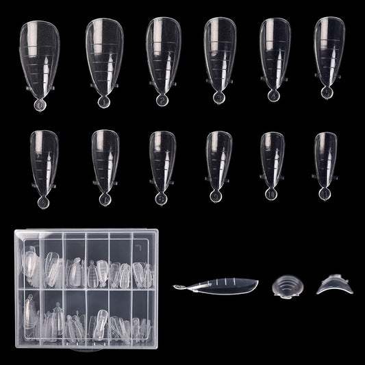 KADS 120PCS Clear Full Cover Dual Nail System Form UV Gel Acrylic Nail Art Mold Artificial Nail Tips with Scale for Extension (MODEL 8)-Velvo Beauty