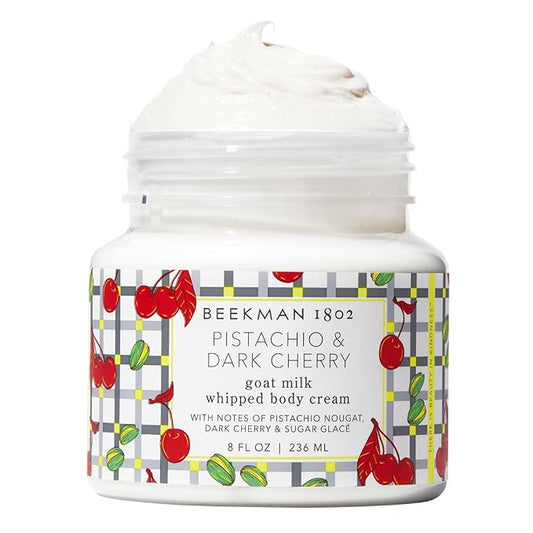 Beekman 1802 Pistachio & Dark Cherry Whipped Body Cream - 8 fl oz - Scented - Moisturizes, Soothes & Softens - With Coconut Oil and Mango Seed Butter - No Irritation - Good for Sensitive Skin-Velvo Beauty