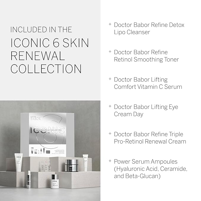 BABOR DOCTOR Iconic Skin Renewal Collection Set, Serums to Hydrate, Repair & Calm, Retinol Smoothing Toner and Renewal Cream, Lifting Vitamin C Serum and Eye Cream, Radiant Results Skincare Set-Velvo Beauty