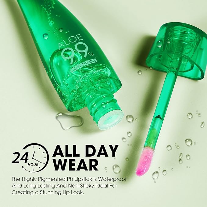 Lip Balm, 3PCS Aloe Vera Long Lasting Nutritious Lip Oil, Color Changing Tinted Lip Balm Set, Natural Plumping Hydrating, Easy Brush Application, Cute Portable Design, Unisex-Velvo Beauty