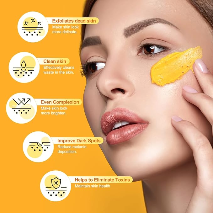 Vitamin C and Turmeric Face Scrub Cream Organics Microdermabrasion Facial Scrub Exfoliating Clears Blackheads Improve Dark Spot Acne with Strawberry Extract Exfoliator 130g/4.5oz-Velvo Beauty