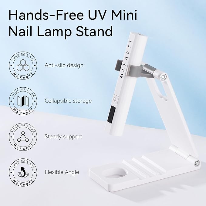 Makartt UV Nail Lamp Stand: Foldable, 360° Adjustable Rotation, Portable, Handsfree, Convenient for Gel Nails Polish Painting Home Salon Manicure-Velvo Beauty