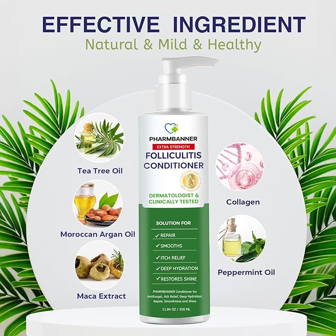 Folliculitis Itch Relief Conditioner: Tea Tree Oil & Moroccan Argan Oil - Deep Hydration & Repair - Nourishes, Smooths, Restores Shine - Safe for Dry or Damaged Hair-11.84 oz-Velvo Beauty